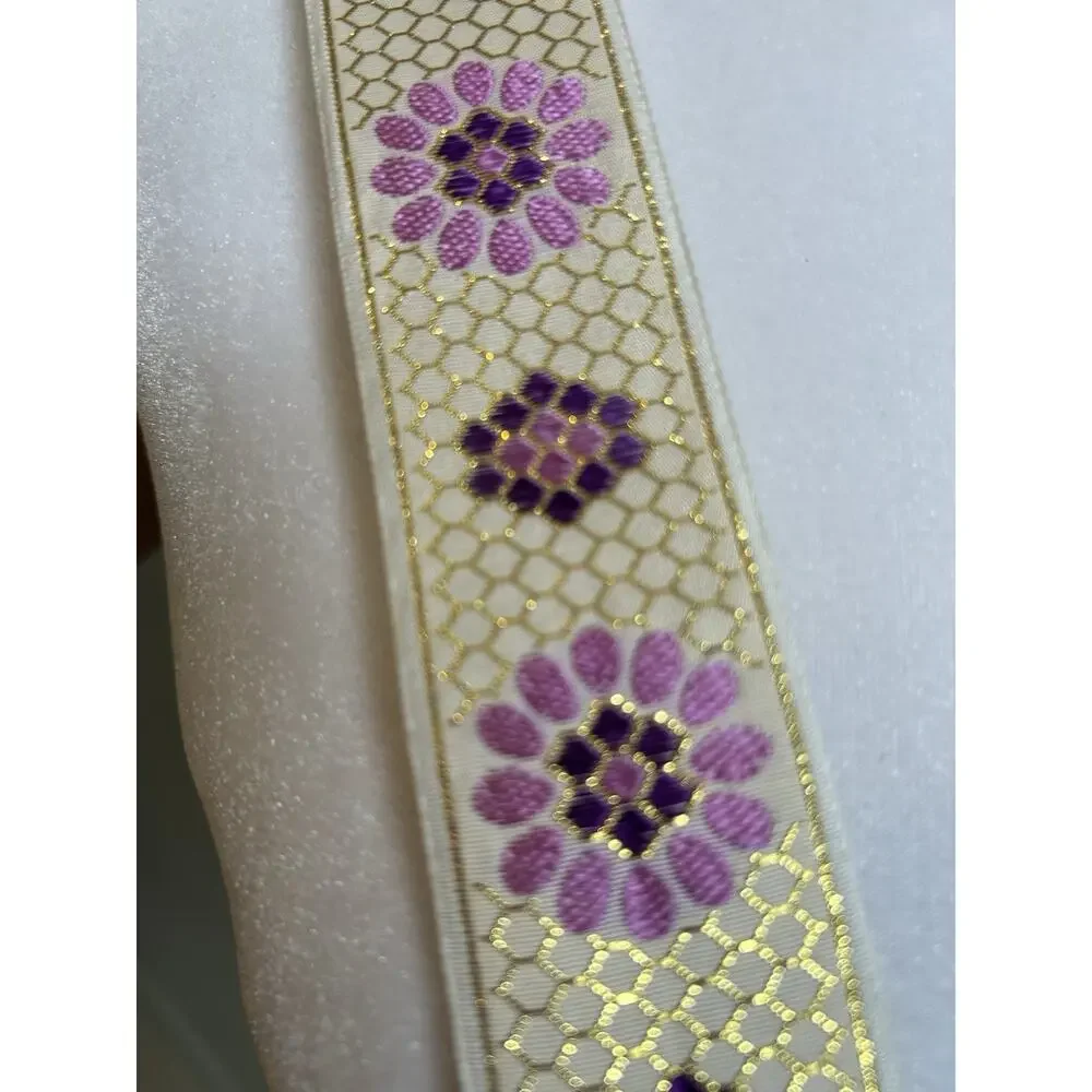 25 yards metallic jacquard woven floral trim ribbon 1.5